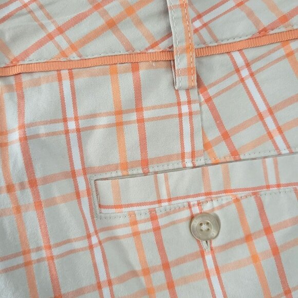 Lady Hagen Women's Sz 8 Orange Plaid MidRise Cotton Golf Bermuda Modest Shorts - Picture 7 of 8